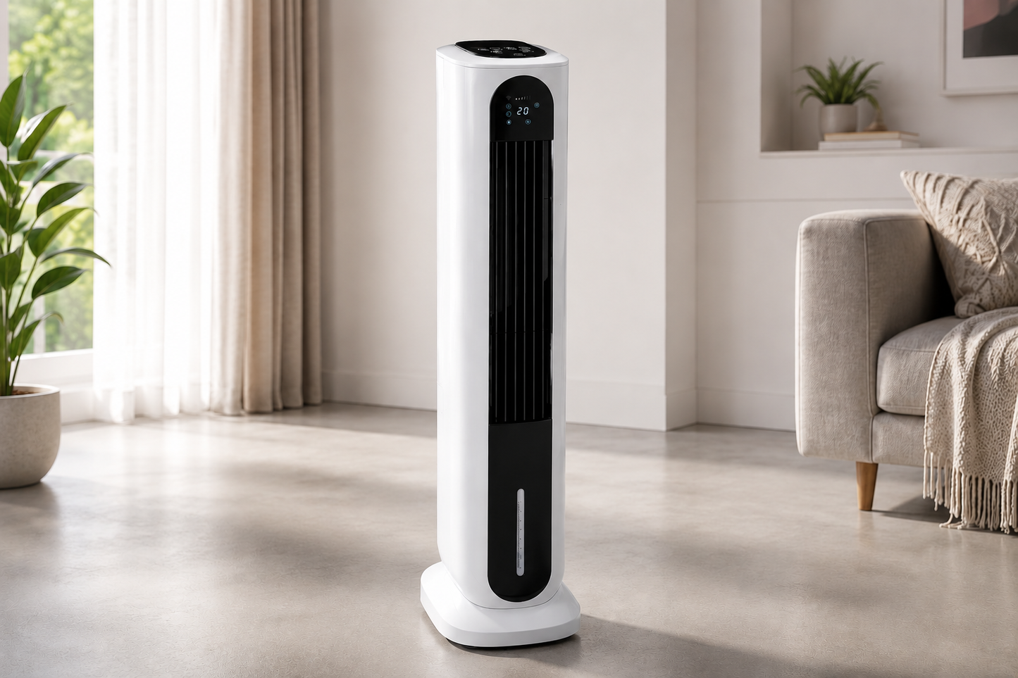 Ventilateur Silencieux Colonne Sans Pales avec Rafraîchisseur d’Air, Télécommande et Mode Nuit