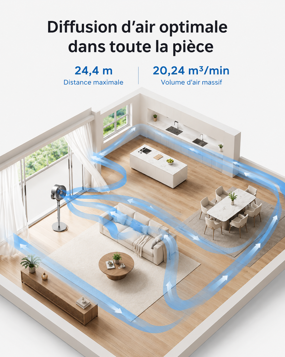 Ventilateur Silencieux Sans Pales – Ventilateur Colonne Design pour une Fraîcheur Douce et Puissante
