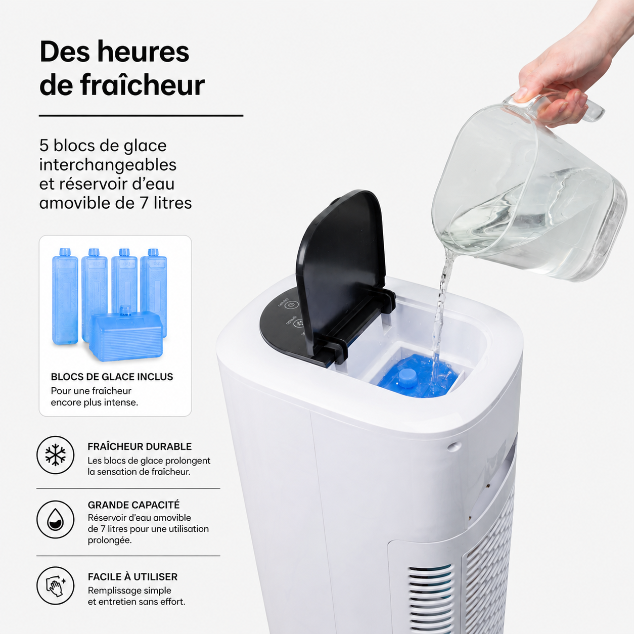 Ventilateur Silencieux Colonne Sans Pales avec Rafraîchisseur d’Air, Télécommande et Mode Nuit